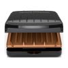 Electric Indoor Grill and Panini Press, Black with Copper Plates, Serves 2, Classic Plate,