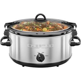 6 Qt. Slow Cooker w/ Locking Lid and Three Heat Settings - Stainless Steel