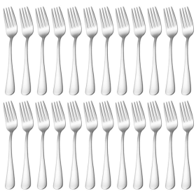 Cibeat Dinner Forks Set 24pcs Mirror Polished Stainless Steel Silverware Forks for Salad, Fruit, Pasta, Steak, Fish, Chicken