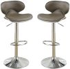 Espresso Faux Leather PVC Bar Stool Counter Height Chairs Set of 2 Adjustable Height Kitchen Island Stools