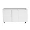 Living Room Sideboard Storage Cabinet White High Gloss with LED Light, Modern Kitchen Unit Cupboard Buffet Wooden Storage Display Cabinet
