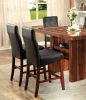 Beautifully sleek Transitional 2pcs Counter Height Chairs Brown Cherry Leatherette Cushion Seat Kitchen Dining Room Furniture Parson High Chairs