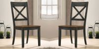 2pcs Dining Chairs Farmhouse Design Antique Oak / Antique Black Two-Tone X-shaped back Kitchen Dining Room Furniture