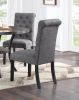 Charcoal Fabric Set of 2 Dining Chairs Contemporary Plush Cushion Side Chairs Tufted Back Chair Kitchen Dining Room