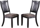 Dark Coffee Classic Wood Kitchen Dining Room Set of 2 Side Chairs Fabric upholstered Seat Unique Design Back