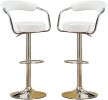 Contemporary Style White Color Bar Stool Counter Height Chairs Set of 2 Adjustable Swivel Kitchen Island Stools