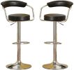Contemporary Style Black Bar Stool Counter Height Chairs Set of 2 Adjustable Swivel Kitchen Island Stools