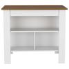 DEPOT E-SHOP Delos Kitchen Island, Four Legs, Three Shelves, White / Walnut