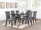 Charcoal Fabric Set of 2 Dining Chairs Contemporary Plush Cushion Side Chairs Tufted Back Chair Kitchen Dining Room