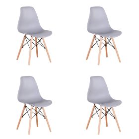 Set of 4 Modern Style Dining Chair, Shell Lounge Plastic Chair for Kitchen, Dining, Bedroom (Color: Gray)